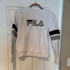 Fila White Crewneck with Black and Gray Accents